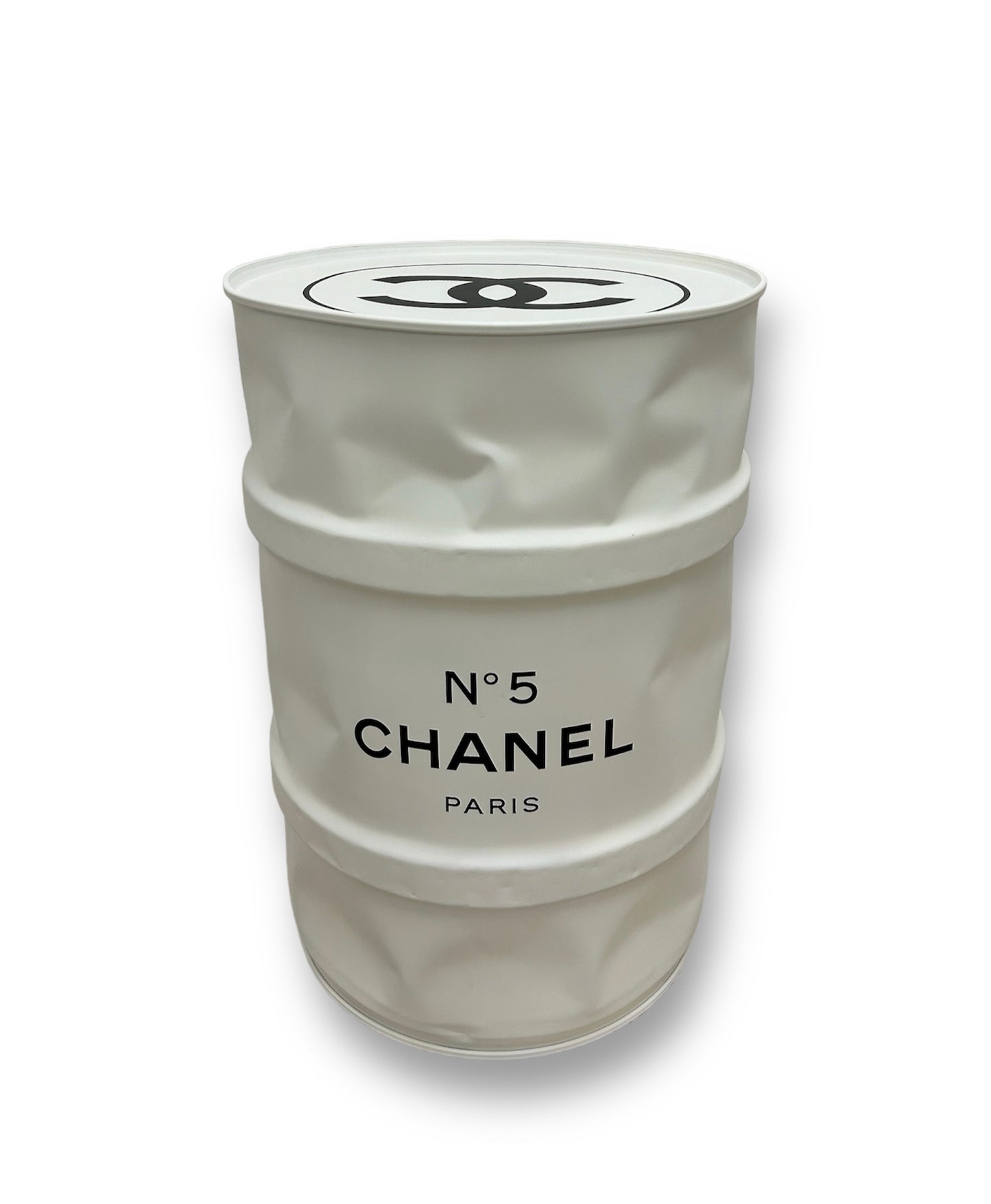 Baril Chanel n°5 blanc de l'artiste wally walid sahraoui popart oeuvre d'art originale et unique au monde  Tonneau personnaliser 