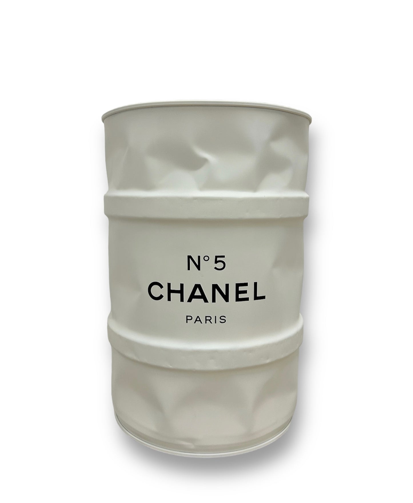 Baril Chanel n°5 blanc de l'artiste wally walid sahraoui popart oeuvre d'art originale et unique au monde  Tonneau personnaliser 